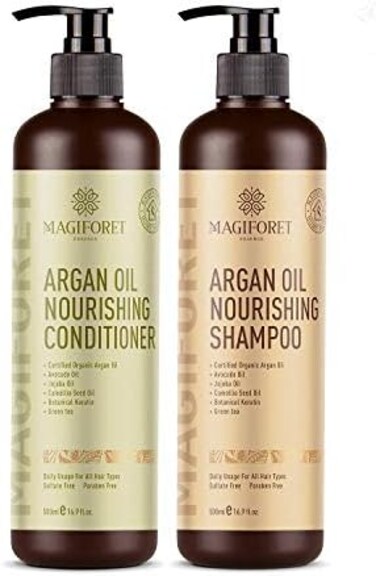Magiforet Argan Oil Shampoo And Conditioner Set (2 X 16.9 Oz) - Organic Shampoo &amp; Conditioner Sulfate Free - Volumizing &amp; Moisturizing, Gentle On Curly &amp; Color Treated Hair,For Men &amp; Women (Cd Set)