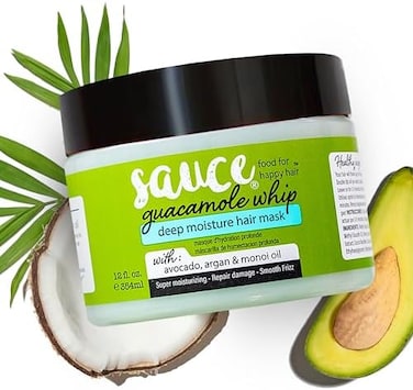 Sauce Beauty Hair Mask - Guacamole Whip Deep Moisture Mask Hair Treatment With Avocado, Jarrah Honey, Argan Oil, And Monoi Oil. Repair Damaged Or Dry Hair And Improve Shine And Silkiness
