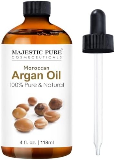 Majestic Pure Moroccan Argan Oil For Face, Nails, Beard &amp; Cuticles, 100% Natural, Organic, 4 Fl. Oz.