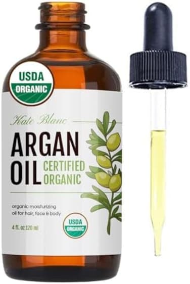 Moroccan Argan Oil, Usda Certified Organic, Virgin, 100% Pure, Cold Pressed By Kate Blanc. Stimulate Growth For Dry And Damaged Hair. Skin Moisturizer. Nails Protector (Light 4Oz)