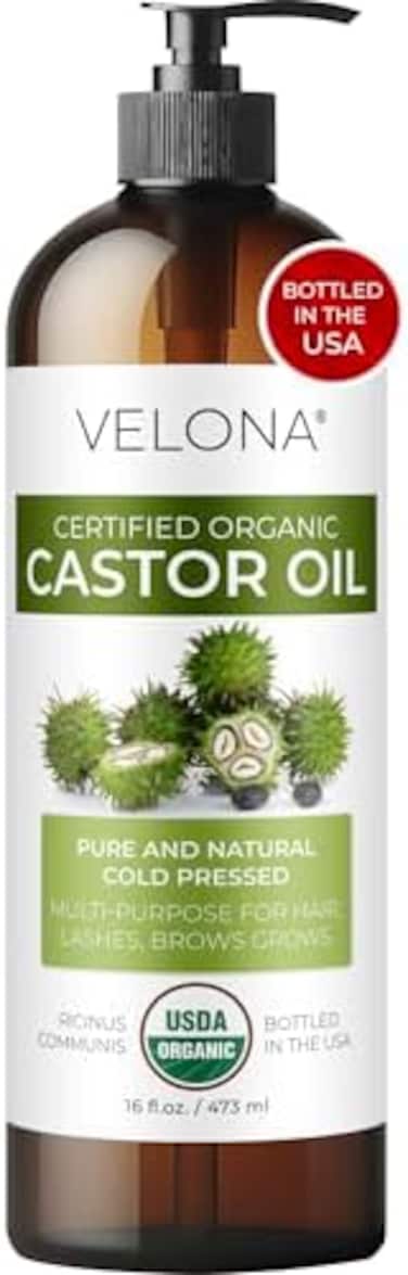 Usda Certified Organic Castor Oil - 16 Fl Oz (With Pump), For Hair Growth, Boost Eyelashes, Eyebrows, Cold Pressed, Natural Oil, Usp Grade, Hexane Free, Lash Serum, Caster