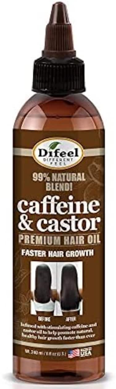 Difeel 99% Natural Premium Hair Oil - Caffeine &amp; Castor Fastest Hair Growth, 8 Oz.