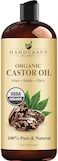 Handcraft Blends Organic Castor Oil In Plastic Bottle - 12 Fl Oz - 100% Pure And Natural Premium Grade For Hair Growth, Eyelashes And Eyebrows - Carrier Oil - Expeller-Pressed And All Natural