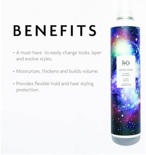 R+Co Outer Space Flexible Hairspray, Every Day Use + Lightweight + Sticky-Free, Vegan + Cruelty-Free, 9.5 Oz