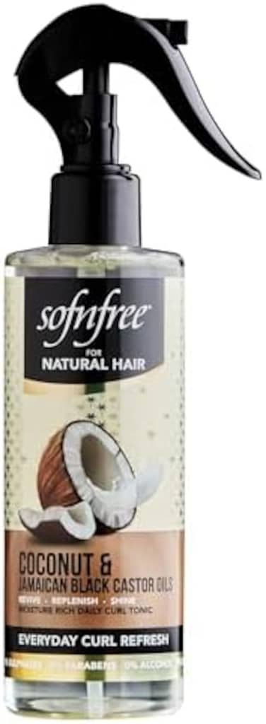 Sof N' Free Coconut &amp; Jamaican Black Castor Oil Everyday Curl Refresher Spray - Volumizer And Moisturizer For Styling Dry, Coily Or Curly Hair, 8.12 Fl Oz (Pack Of 1)