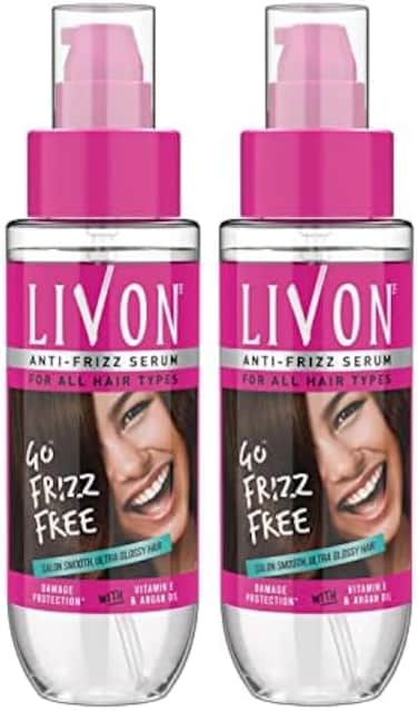 Livon Hair Serum For Women All Types Smooth, Frizz Free &amp; Glossy With Moroccan Argan Oil Vitamin E 100 ml Pack Of 2, Multi