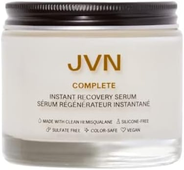 سيروم Jvn Complete Instant Recovery، سيروم للشعر يُترك على الشعر ومضاد للتجعد، يُصلح الشعر ويحميه من التلف الناتج عن الحرارة، سيروم مُنعم لجميع أنواع الشعر، 3.4 أونصة سائلة