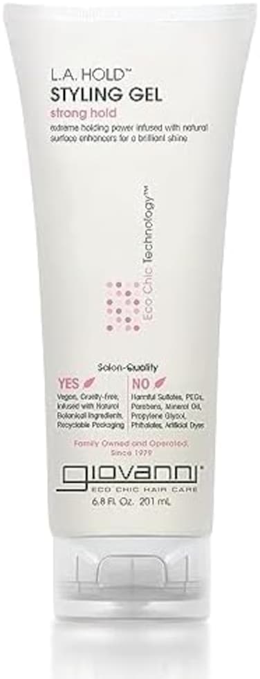 جيوفاني ال.ايه جل تصفيف طبيعي، تقنية سترونج هولد إيكو شيك، قوة تحمل مملوءة بالسطح الطبيعي، معززات للحصول على لمعان رائع، 200 مل