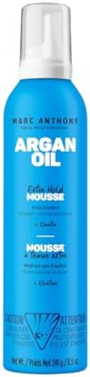 موس مارك أنتوني لتكثيف الشعر، ثبات إضافي - موس تصفيف الشعر يتحكم في خشونة الشعر، ويقوي، ويضيف حجمًا ولمعانًا - زيت الأركان المغربي المغذي مع الكيراتين - خفيف الوزن لجميع أنواع الشعر