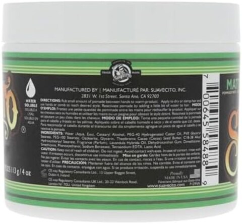 Suavecito Pomade Matte (Shine-Free) Formula 4 Oz, 3 Pack - Medium Hold Hair Pomade For Men - Low Shine Matte Hair Paste For Natural Texture Hairstyles