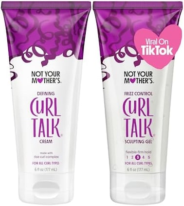 Not Your Mother's Curl Talk Frizz Control Sculpting Gel And Defining Cream (2-Pack) - Formulated With Rice Curl Complex - For All Curly Hair Types (6Oz, 2-Pack)