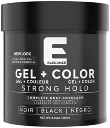 Elegance Black Color Hair Styling Gel Strong Hold 8.45 Oz