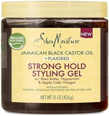 Shea Moisture Styling Strong Hold Styling Gel For Natural, Chemically Processed Or Heat Styled Hair Jamaican Black Castor Oil And Flaxseed Paraben-Free Anti-Frizz Hair Gel 15 Oz