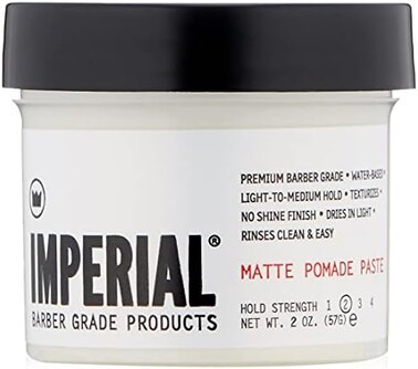Imperial Barber Grade Products Matte Pomade Paste - Light-Medium Hold, Natural, No-Shine Finish, Non-Greasy, Add Volume - 2 Oz