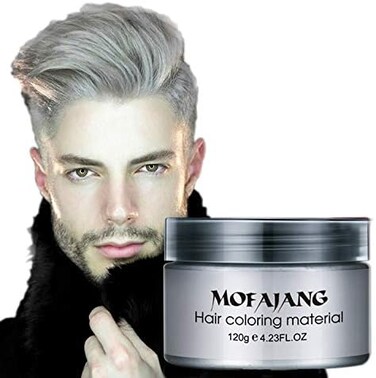 Mofajang Hair Wax Dye Styling Cream Mud, Natural Hairstyle Color Pomade, Washable Temporary, Gray