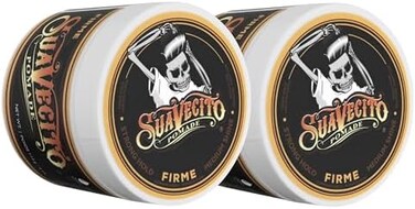 Suavecito Pomade Firme Hold 4 Oz, 2 Pack - Strong Hold Hair Pomade For Men - Medium Shine Water Based Flake Free Hair Gel - Easy To Wash Out - All Day Hold For All Hair Styles