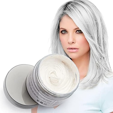 Swaker Mofajang White Hair Color Wax, Natural Hairstyle Wax 4.23 Oz, Temporary Hairstyle Cream For Party.