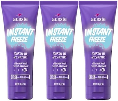 Aussie Instant Freeze Sculpting Hair Gel, Maximum Hold, No Flaking, Long-Lasting, With Jojoba Oil, Sea Kelp, Australian Aloe, Frizz Control, Citrus Floral Scent, 7 Fl Oz Triple Pack