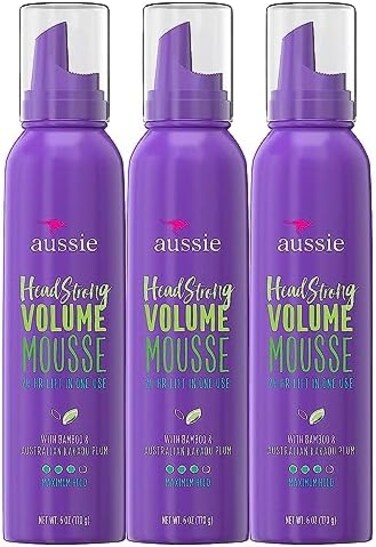 Aussie Mousse, With Bamboo &amp; Kakadu Plum, Instant Volume, For Fine Hair, 6 Fl Oz (Pack Of 3), Packaging May Vary
