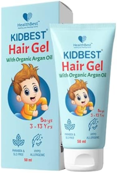 Kidbest Hair Gel For Kids Hair Styling, Made With Organic Argan Oil, Kertine &amp; Moringa Oil, Hair Growth, Damaged Hair, Tear, Paraben, Sls Free, 50ml