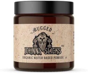 Water Based Pomade, Strong Hold, High Shine, All Organic Styling For Men, Promotes Healthy Hair Growth &amp; Helps Hydrate Dry Skin (Rugged, 4 Ounce) Us Made, Veteran Owned