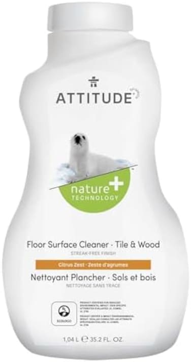 Attitude, Floor Surface Cleaner, For Tile &amp; Wood, Citrus Zest, 35.2 Fl Oz (1.04 L)