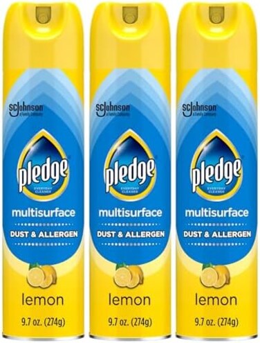 Pledge Dust &amp; Allergen Multisurface Cleaner, Lemon, 9.7 Oz, 3 Ct