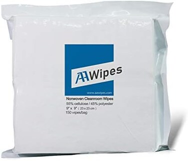 Cleanroom Wipes Nonwoven Wipes Cellulose/Polyester Blend (Grade A, 68 Gram) 9" X 9"For Lab, Electronics, Pharmaceutical, Printing And Semiconductor Industries (Bag Of 150 Pcs)