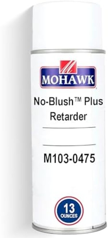 منتجات Mohawk النهائية No Blus Plus Retarder M103-0475 - رذاذ مذيب ممتاز - يزيل احمرار الخدود (البياض) من الخشب - مزيل حلقات الماء - رذاذ 13 أونصة.