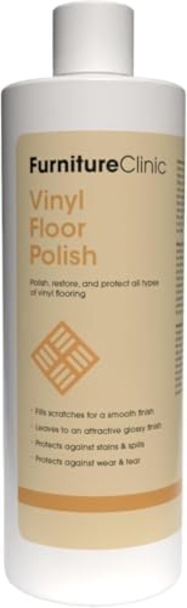 Furniture Clinic Vinyl Floor Polish - Polishes To A Glossy Sheen - Protects Against Stains - Fills Scratches And Reduces Wear &amp; Tear &ndash; For All Types Of Vinyl Flooring - 500ml