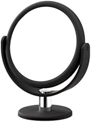 Two-Sided Makeup Mirror, 12X Magnification, Soft Touch - Midnight Matte