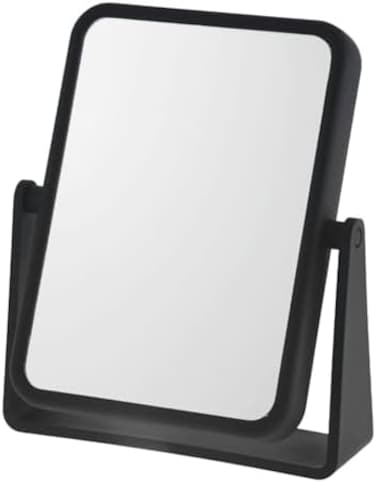 Magnifying Vanity Makeup Mirror Rectangular Soft Touch Finish With 7X Magnification And 360 Swivel, Black