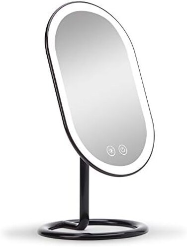 Fancii LED Lighted Vanity Makeup Mirror, Rechargeable - Cordless Illuminated Cosmetic Mirror With 3 Dimmable Light Settings, Dual Magnification - Vera (Obsidian)