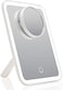 Fancii Rechargeable LED Travel Makeup Mirror With 3 Color Settings - Detachable 10X Magnifying Mirror, Dimmable Touch Light, Adjustable Kickstand, Lighted Portable Vanity Mirror (Aura Go 2)