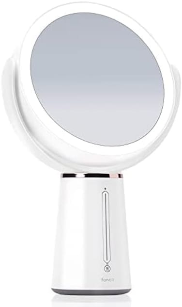 Fancii LED Makeup Mirror With Double-Sided 1X/ 10X Magnification, Rechargeable And Adjustable Brightness, Large Tabletop Magnifying Vanity Mirror (Nova)