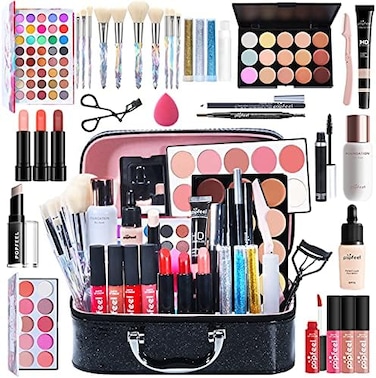 Pure Vie All-In-One Holiday Gift Makeup Set Cosmetic Essential Starter Bundle Include Eyeshadow Palette Lipstick Concealer Blush Mascara Foundation Face Powder - Makeup Kit For Women Full Kit