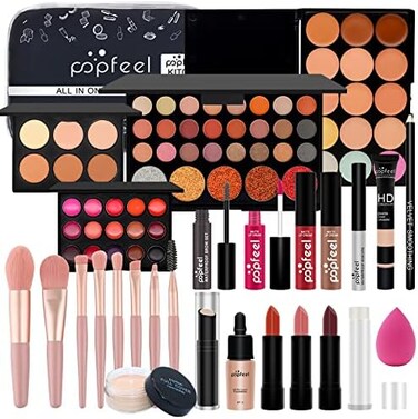 All-In-One Makeup Full Gift Set For Women, Include Makeup Brush, Eyeshadow Palette, Lip Gloss Set, Lipstick, Blush, Foundation, Concealer, Mascara, Eyebrow Pencil