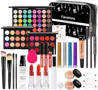 Fenshine (Kit005 ) - All In One Makeup Kit, Makeup Kit For Women Full Kit, Makeup Gift Set For Women Beginners, Makeup Essential Starter Bundle Include Eyeshadow Palette Lipstick Eyebrow Pencil Bru...