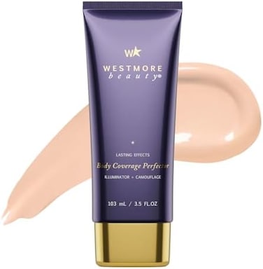 Westmore Beauty Body Coverage Perfector 3.5 Oz (Warm Radiance) - Leg Makeup, Body Makeup, Tattoo Cover Up Makeup Waterproof And Sweat Proof