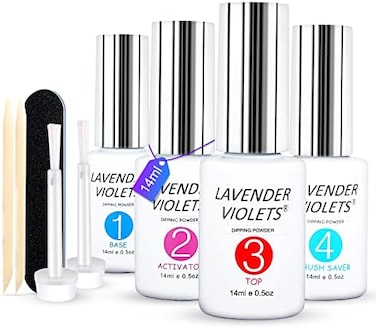 Dip-Powder Gel-Liquid-Set With Activator, Base-Top Gel And Brush Savor 0.5Oz/Bot Dipping-Powder Acrylic-Nail Manicure Pedicure J775