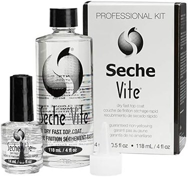 طبقة علوية سريعة الجفاف من Seche Vite 118 مل + مجموعة إعادة تعبئة احترافية 14 مل