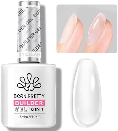 Born Pretty Builder Gel For Nails,8-In-1 Clear Builder Nail Gel For Nail Apex And Extension Strengthener,Nail Glue Gel Hard Gel Base Rhinestone Nail Glue Gel In A Bottle 15ml
