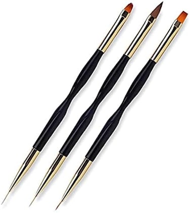 3 قطع قلم رسم الأظافر، فرشاة قلم رسم الأظافر ذات نهاية مزدوجة من الأكريليك، أدوات رسم مسطحة مستديرة للأظافر