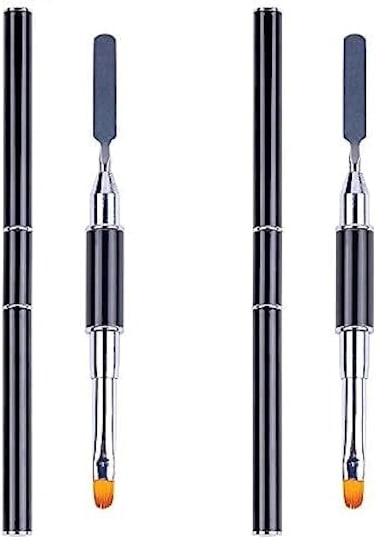 2 حزمة من فرشاة Polygel ومنتقي ثنائي الأطراف 2 في 1 تصميم من الفولاذ المقاوم للصدأ جل فرشاة الأظافر أداة شريحة Polygel لجل Polygel Uv Gel الأكريليك لتمديد الأظافر سريع البناء من Aliotech