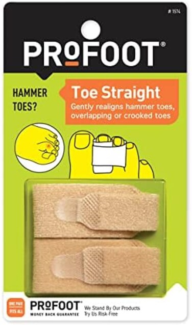 Profoot Toe Straight Hammertoe Wrap, Toe Straightener To Realign Overlapping Or Crooked Toes, Hammer Toe Corrector For Women &amp; Men, Non-Bulky, One Size Fits All, 1 Pair