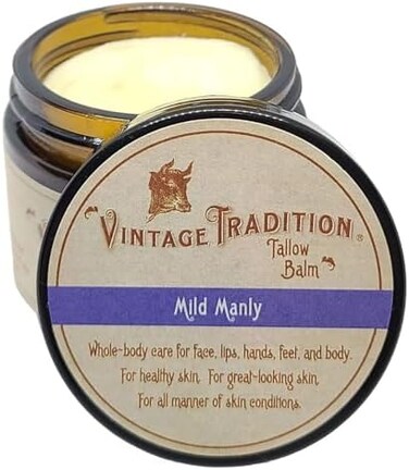 Beef Tallow All Purpose Balm &ndash; Healing, Hydrating Men&rsquo;S Skin Care Salve Replaces Body Lotion, Hand Cream, More &ndash; Essential Oil, Olive Oil, And Grass-Fed Tallow, 2 Fl. Oz.