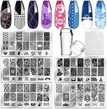 Nail Art Plates, Nail Art Stamping Kit, Pack Of 5 Nail Stamp Plates, Nail Plates, Nail Stencils, Stencil Nails