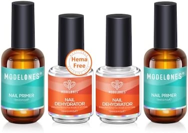 4 قطع من مجفف الأظافر والبرايمر من موديلونز، برايمر طبيعي خالٍ من الأحماض ومجفف للأظافر، برايمر للربط لمستلزمات الأظافر البودرة من الأكريليك