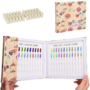 Noverlife 120 Nail Colors Display Book With 120 False Nail Tips, Nail Gel Polish Display Chart, Manicure Salon Studio Nail Art Samples Color Swatches Cardboard Nail Design Showcase