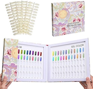 Noverlife 120 Nail Colors Display Book With 120 False Nail Tips, Nail Art Samples Color Swatches Cardboard, Nail Gel Polish Display Chart Nail Design Showcase For Manicure Salon Studio